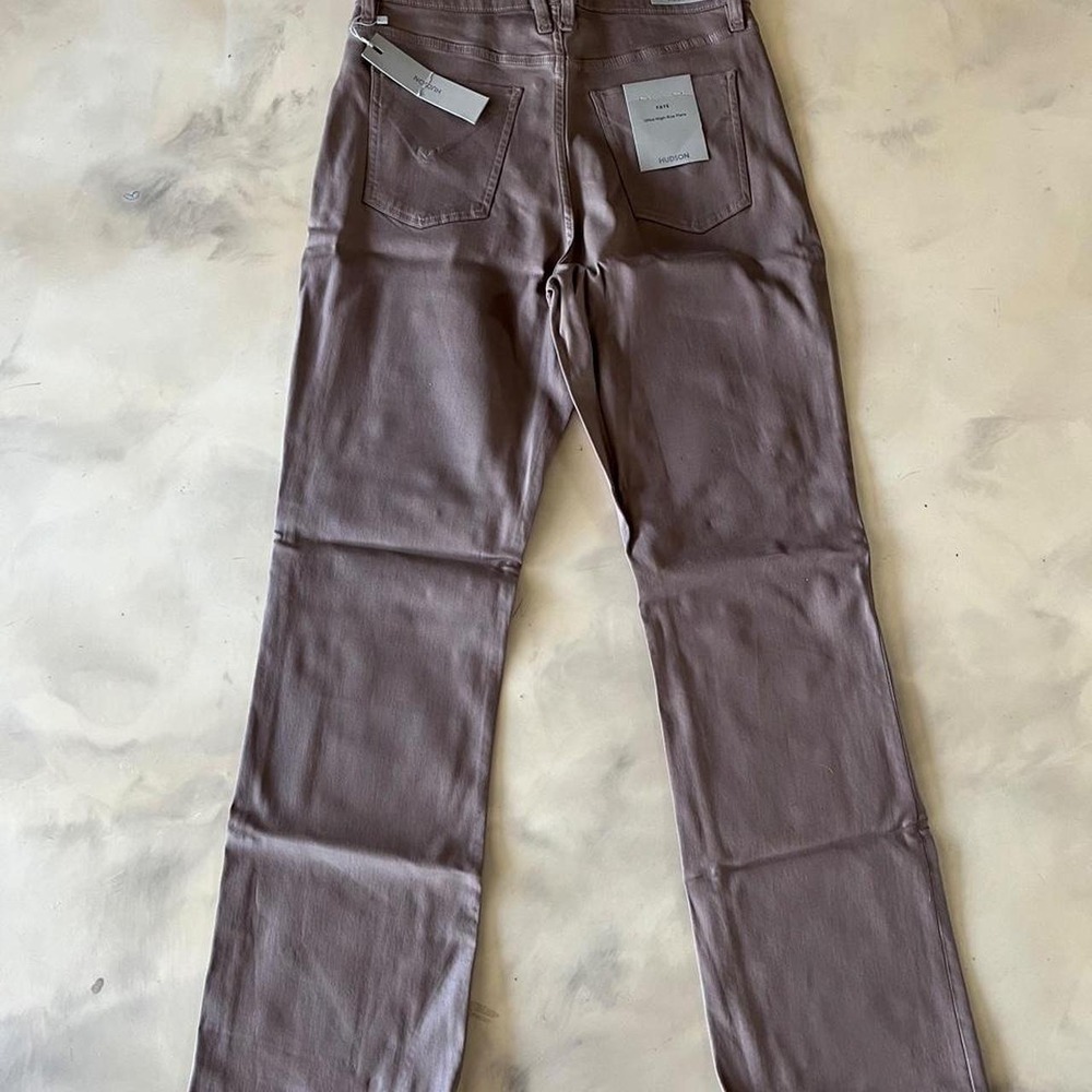 Hudson Jeans Coated Waxed Denim Straight Leg Dark Tan NWT Sz 33 - Picture 3 of 5